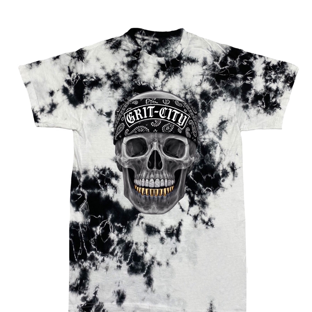 Black and White Tie-Dye Skull T-Shirt